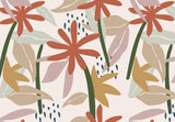 Rust Color Flowers Pattern Off-White BG Seamless (WA - 3909899)