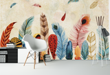 Multi-Colored Feathers in Beige Background (WA)