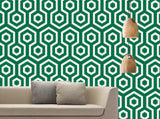 Green Hexagonal Pattern White BG Seamless (WA-535474)