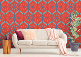 Hexagon and Oblong Patterns Red BG Seamless (WA-GTF0513)
