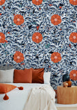 Orange Flower Pattern Light Gray BG Seamless (WA - 6251977)