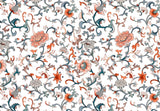 Red Orange Flower Pattern White BG Seamless (WA - 6382281)
