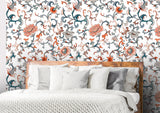 Red Orange Flower Pattern White BG Seamless (WA - 6382281)