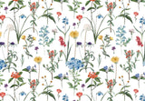 Multi-colored Stemmed Flowers White BG Seamless (WA - 4130197)