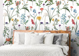Multi-colored Stemmed Flowers White BG Seamless (WA - 4130197)