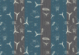 Sea Creatures Like Patterns Teal Gray BG Seamless (WA-KAT0062)