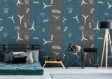 Sea Creatures Like Patterns Teal Gray BG Seamless (WA-KAT0062)