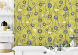 Outline Leaves and Circles Pattern Lime Green BG Seamless (WA - KAT0060)