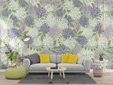 Purple and White Leaves Mint Green BG Seamless (WA - NPT0158)