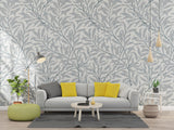 Gray Stemmed Leaves Light Gray BG Seamless (WA - RP496133)