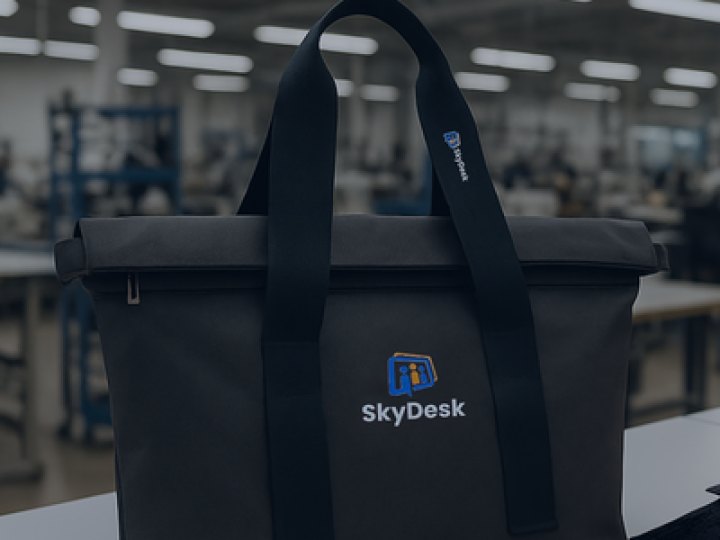 Custom-branded corporate tote bag manufactured by Exodus
